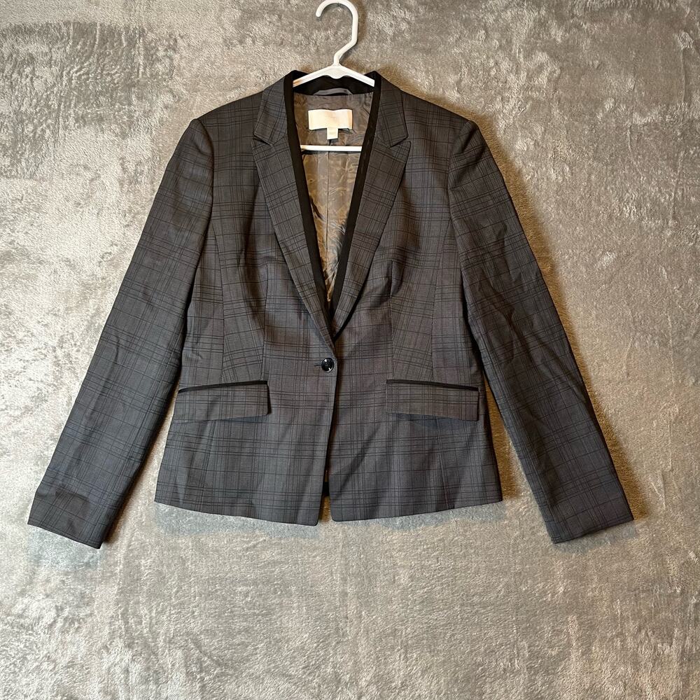 Hugo Boss Juleila Wool Plaid Blazer Gray Black Size 8
